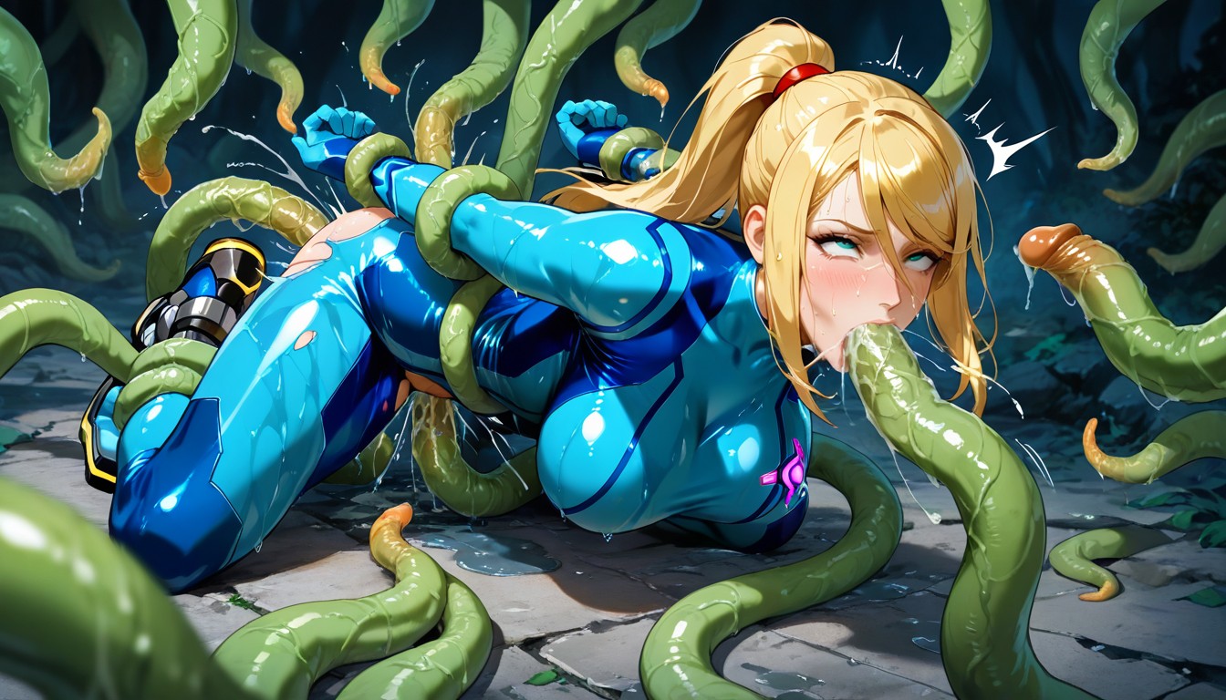 Mouth Sex, Detailed Face, Torn Suit Hentai AI Porn
