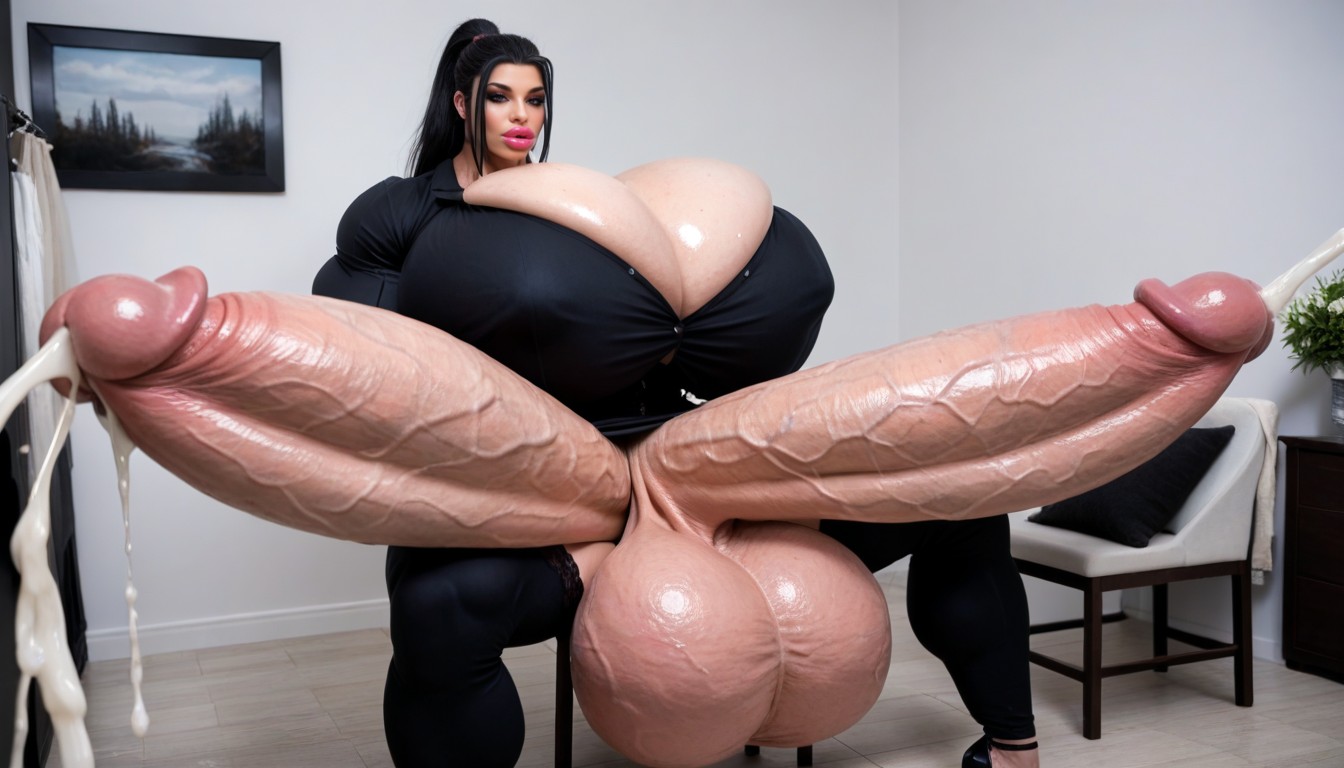 Hyper Thighs, Sweaty, Extreme Curves Shemale AI Porn