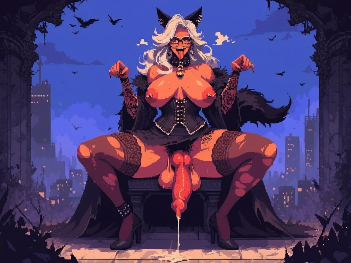 Massive Testicles, Glasses, Futanari Shemale AI Porn