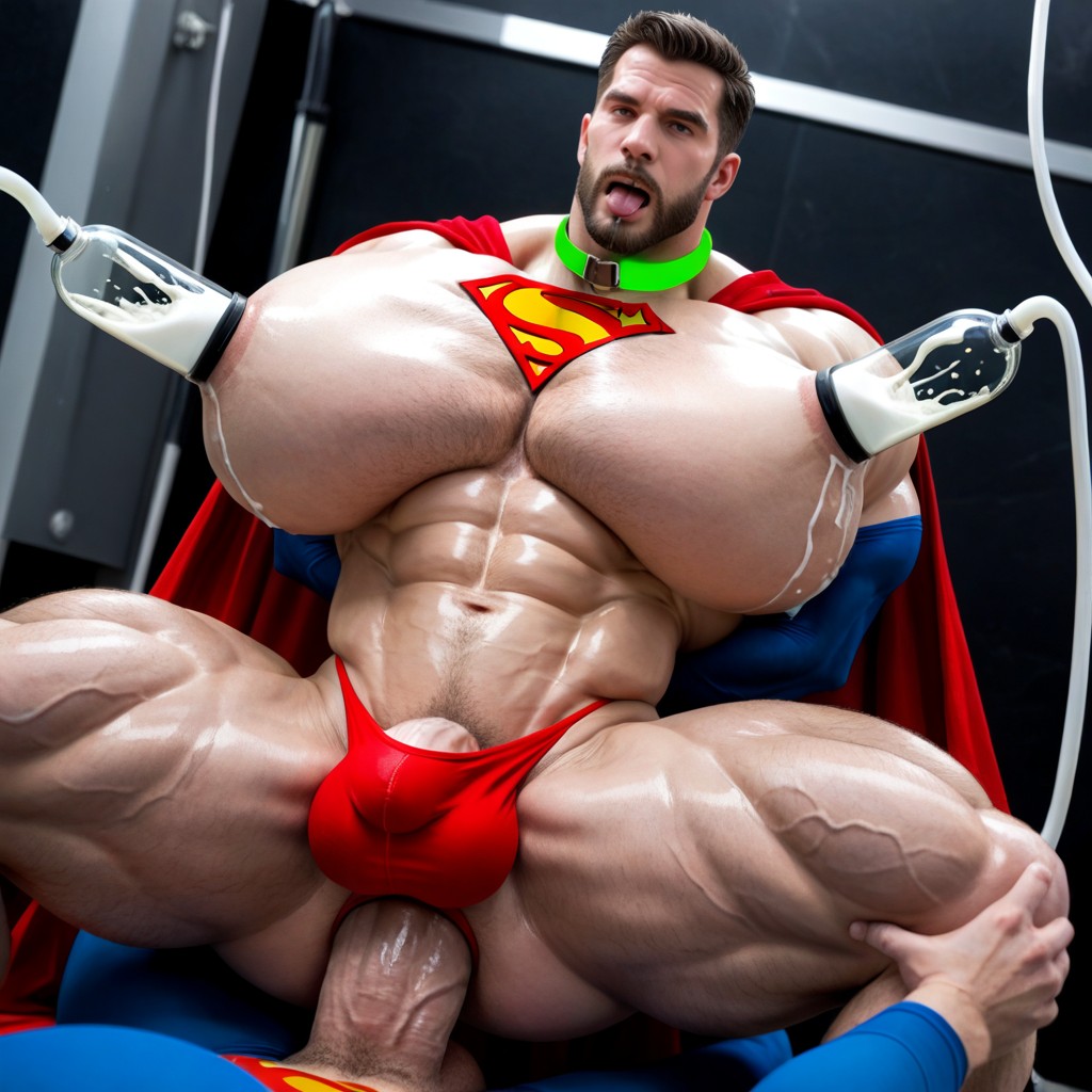 Gang Bang, Mouth Agape, Another Man Grabbing Superman's Boobs Porno IA Gay