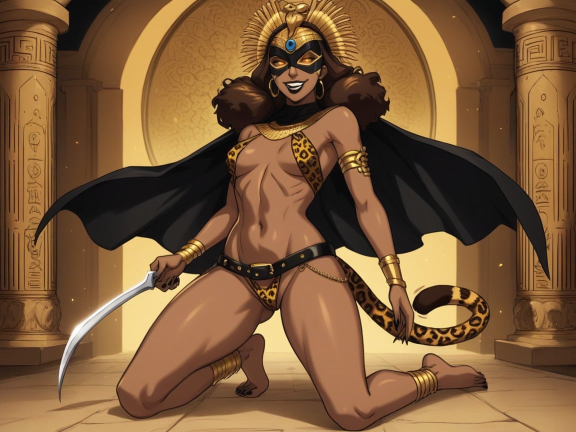 Statues, Ancient Mythic Setting, Cleopatra Hentai AI Porn