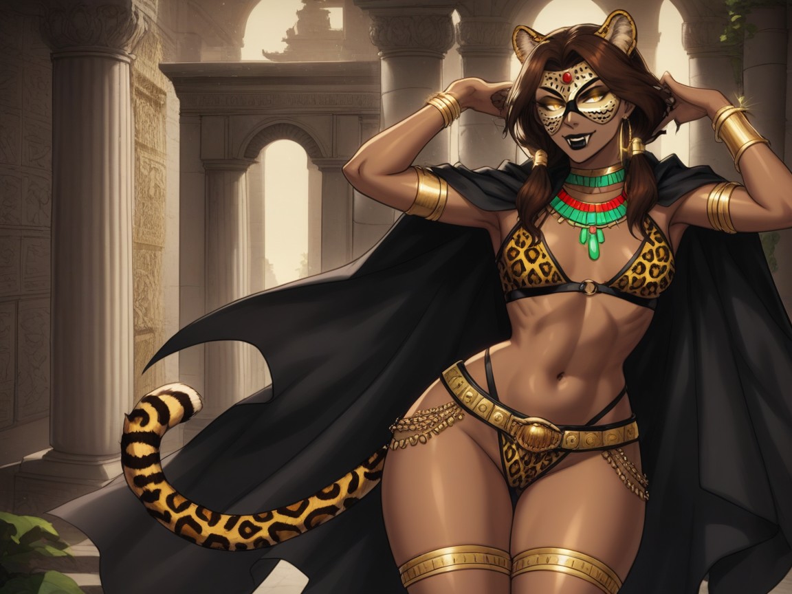 Gapped Thighs, Moonlit Rim Light, Egpytian Statues Hentai AI Porn