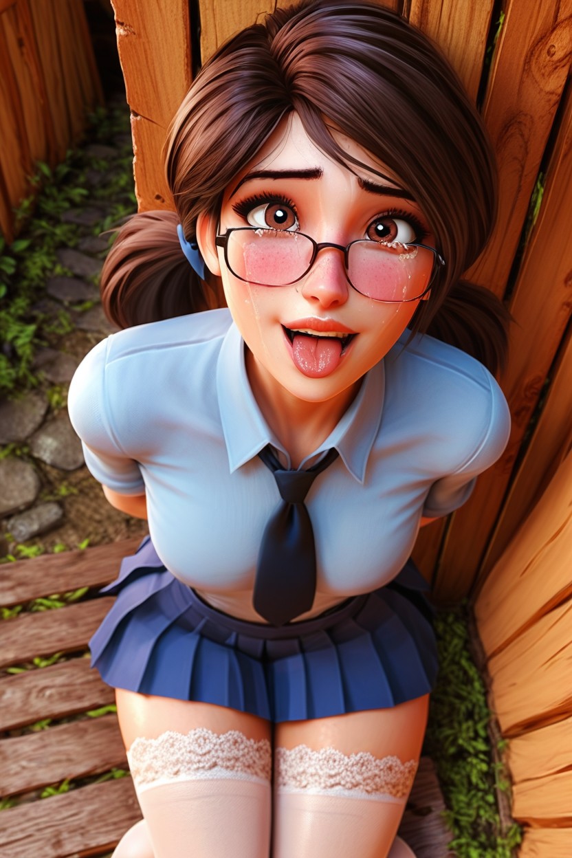 White Stockings, Kim Possible Deepthroat Man, Brunette Hair AI Porn