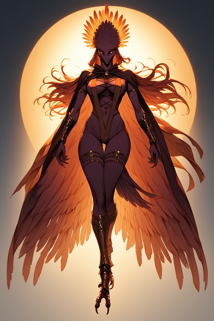 Wind Tousling Feathers, Proud Posture, Glowing Talons Furry IA
