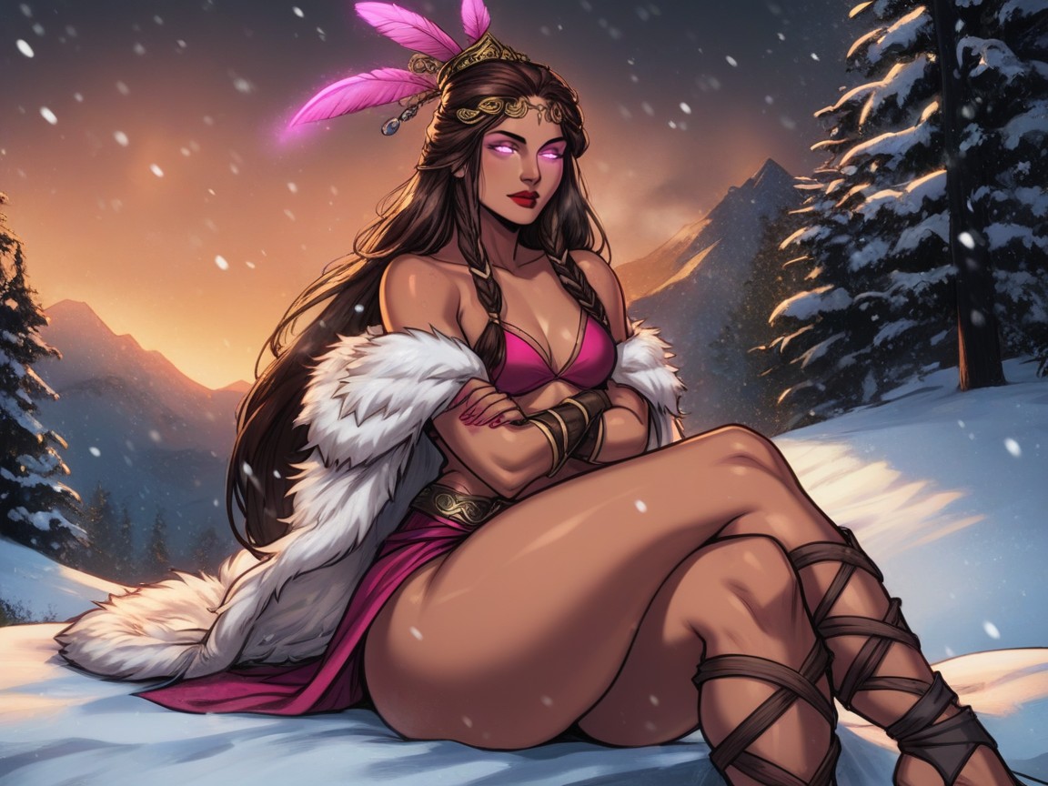 Pretty Diva Face, Aurora In Sky, Sloped Shoulders Hentai AI Porn