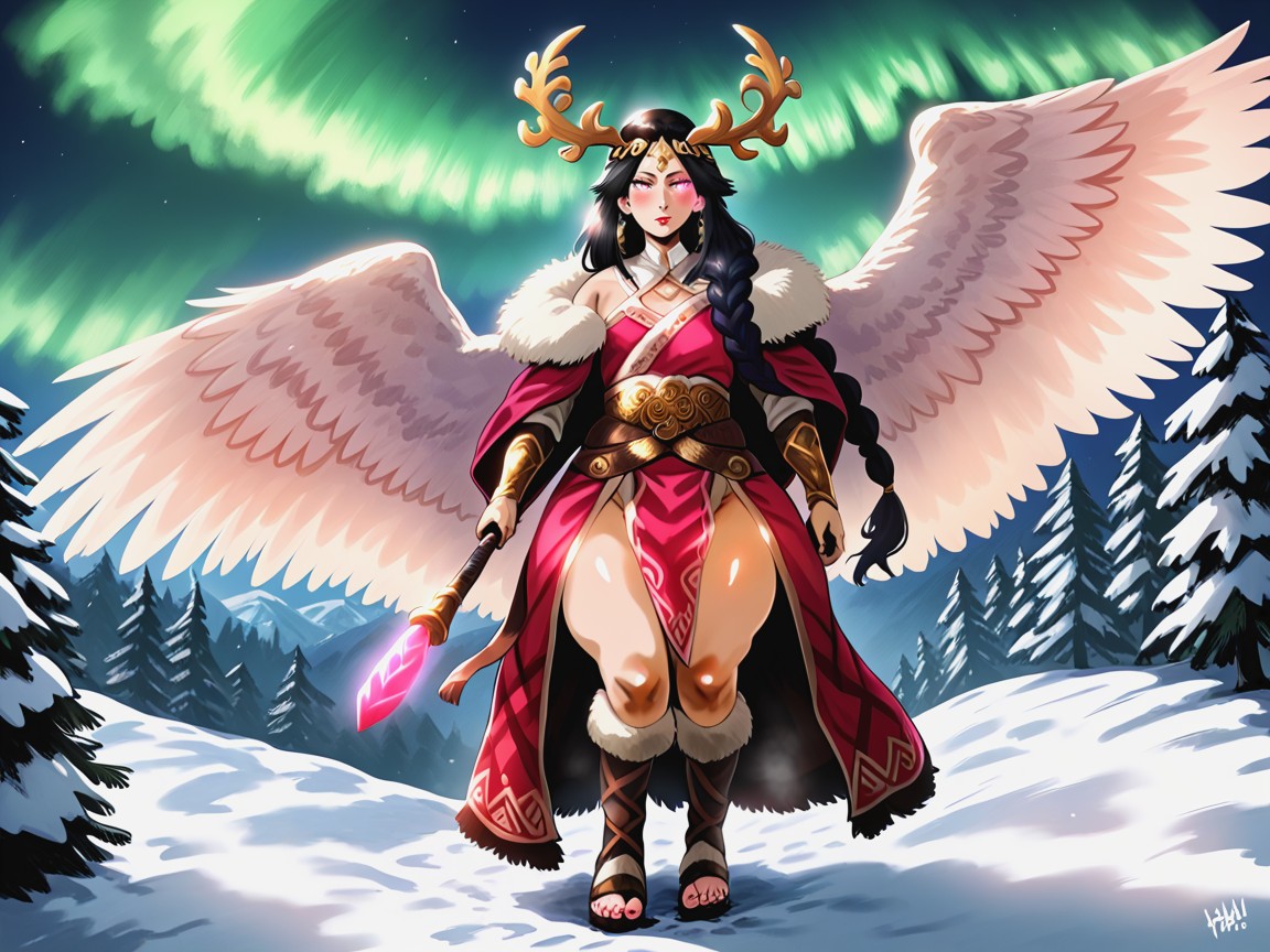Vibrant Saturated Colors, Ancient Mythic Setting, Falcon Bird Motifs Porno latina IA