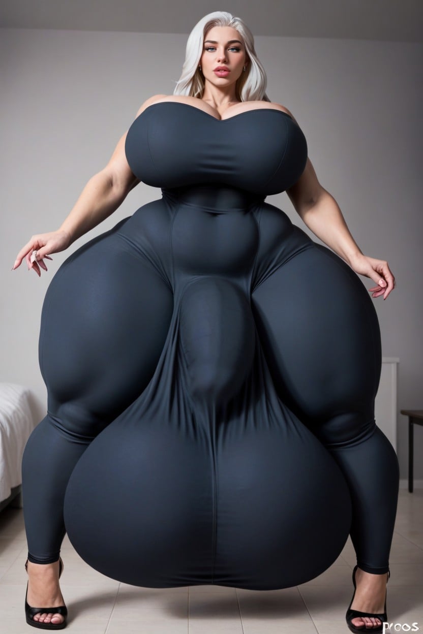 Gigantic Cock Bulge, Hyper Swollen Balls, Front View Shemale AI Porn