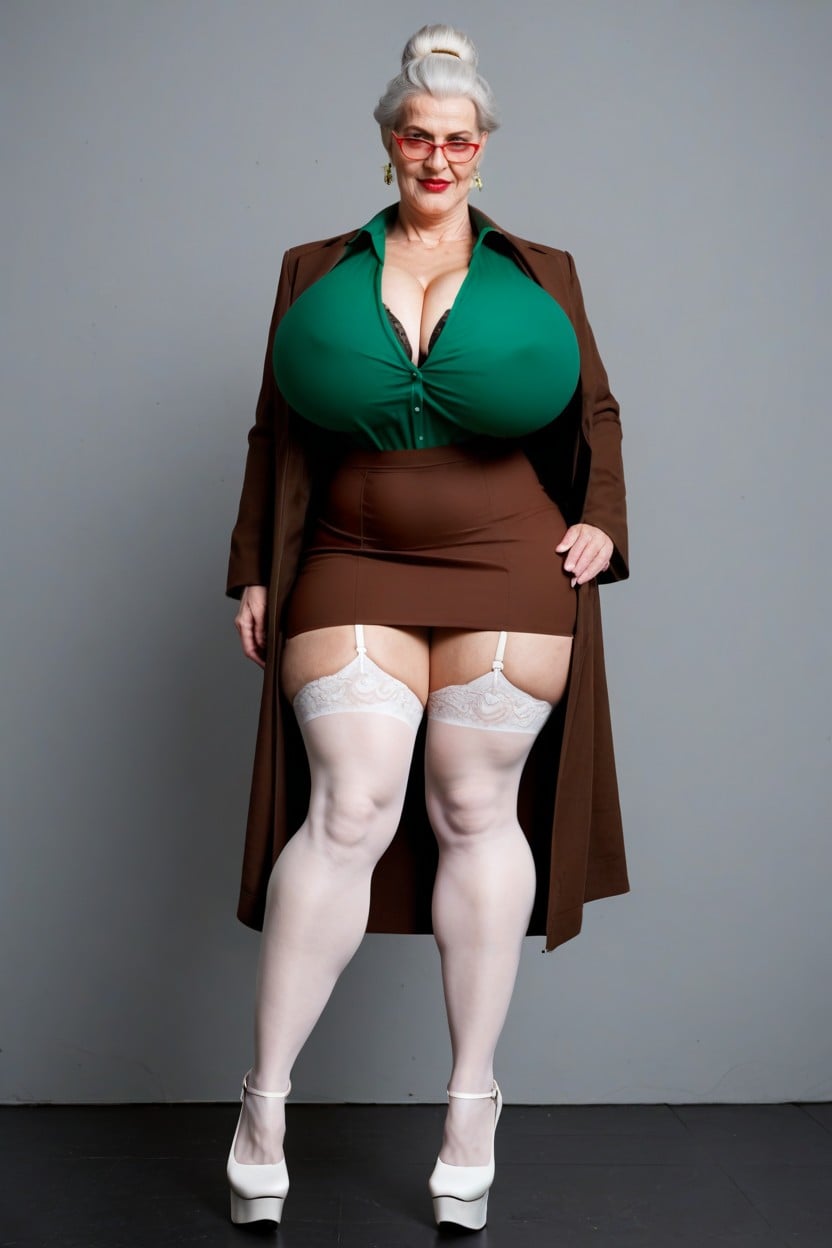 Wearing A Brown Suit Jacket, Very Slutty Outfit, Cosplay AI Porn