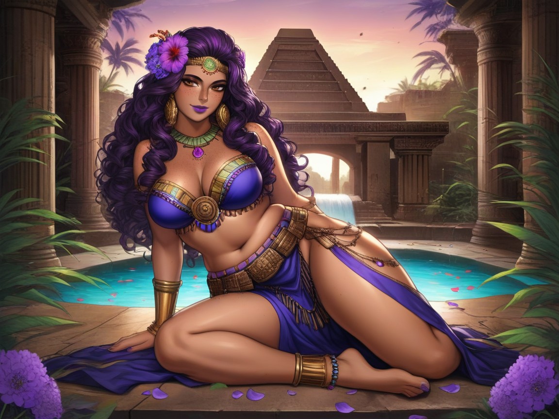 Afterimage, Wearing Purple Flower Print Deity Clothes, Machu Picchu Hentai IA