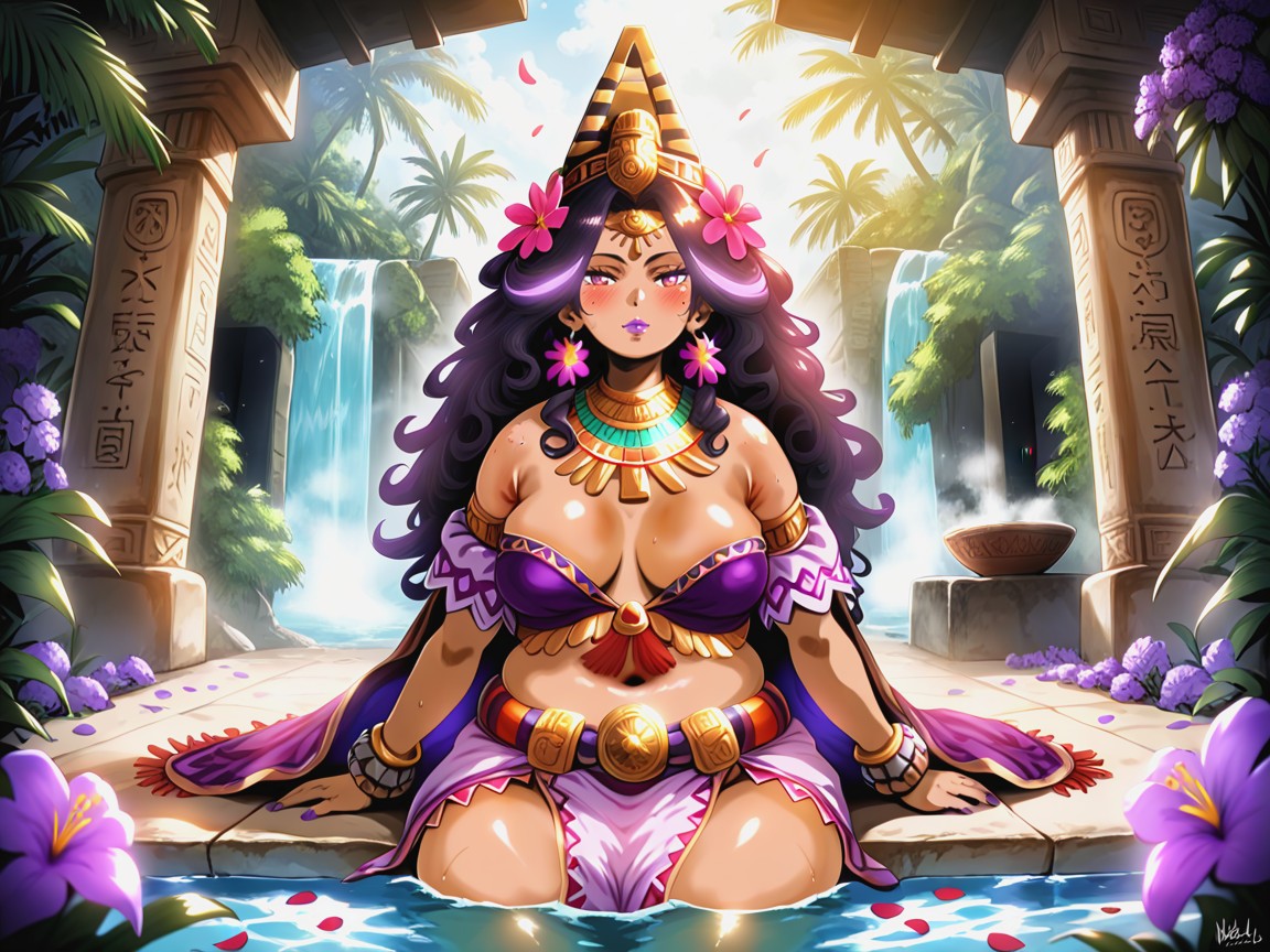 Aztec, Flower Garlands, Flower Feather Goddess Latina AI Porn