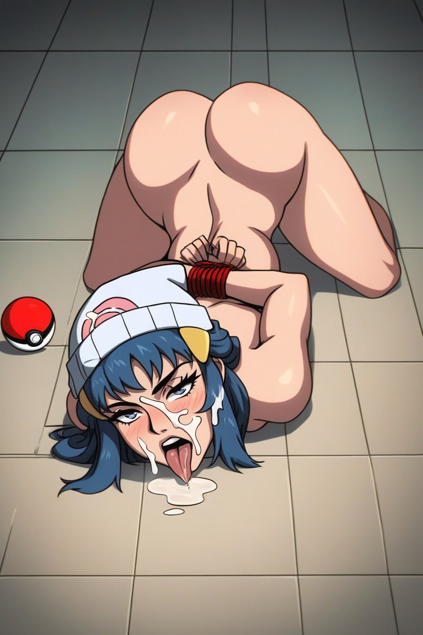 Licking Ground, Arms Tied Behind Back, Face Against Floor Hentai AI Porn