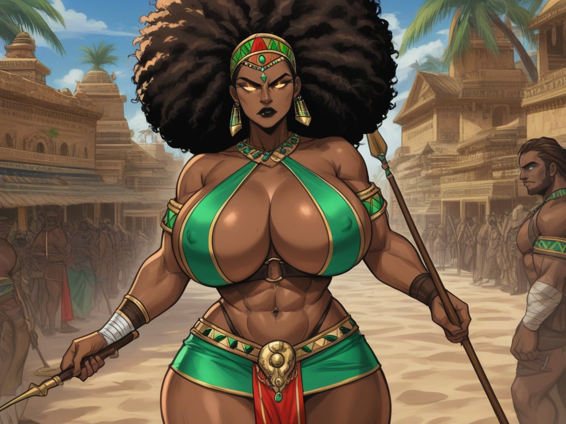 Massive Firm Breasts, Tribal Wear, One Latina Goddess Hentai AI Porn