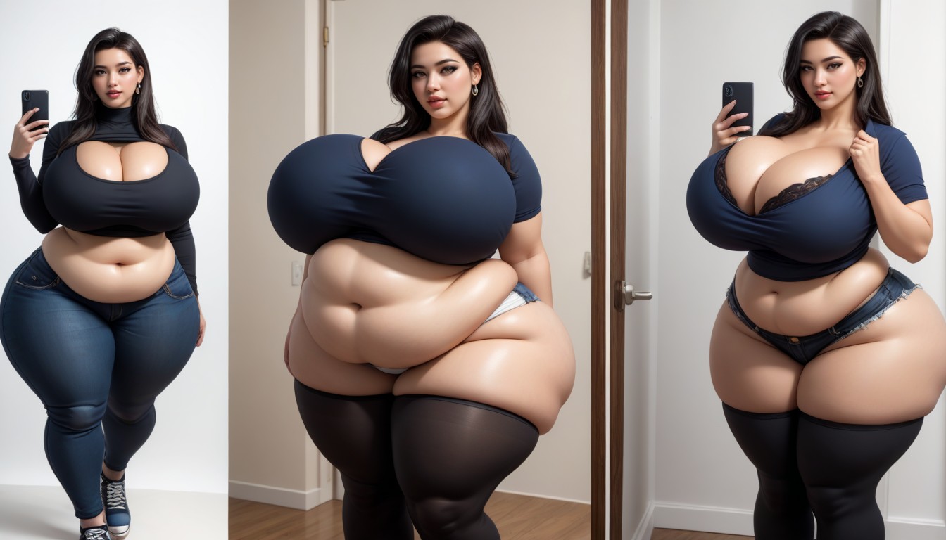 Selfie, The Most Perfect Sexy Thick Plump Very Fat Asian American Woman, The Most Perfect Face BBW AI Porn