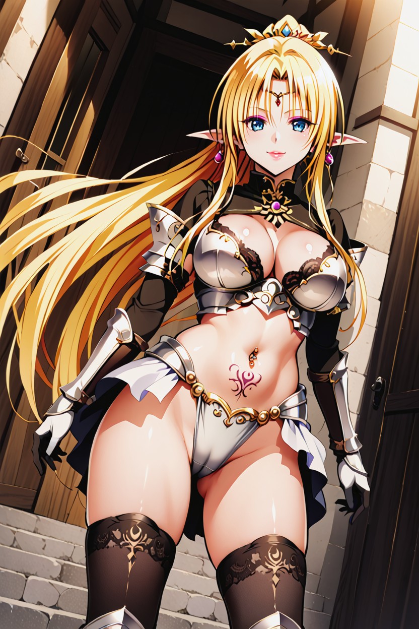 Massive Breast, Black Lace Arm Sleeves, Black Lace Stockings Hentai AI Porn