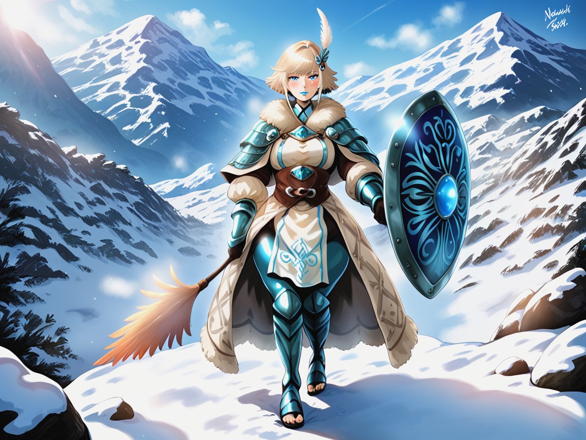 Short Length, Wearing Blue Metallic Deity Clothes, Feather Shoulder Cape Latina AI Porn