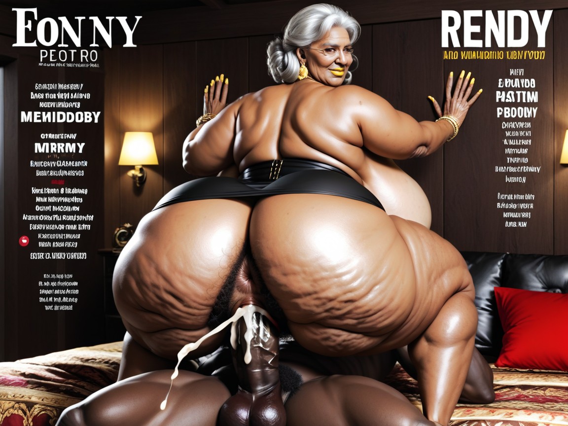 Magazine Cover, Gerontophilia, Black Skinned Man Ebony AI Porn