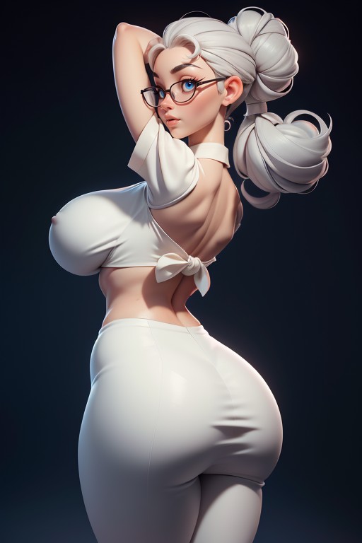 Naked, Thicc Booty, Vista Trasera Hentai IA