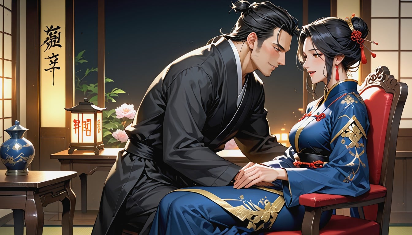 Love Heart Effect, Man Traditional Chinese Hair Bun, Skinny Hentai AI Porn