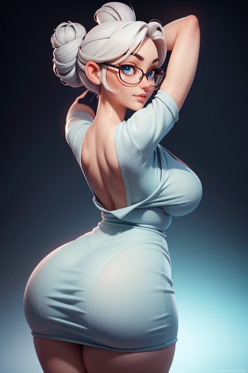 Blue Eyes, Bbw, Large Breasts Hentai AI Porn