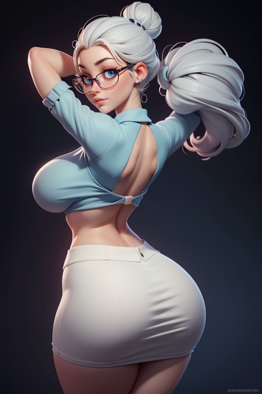 Middle Aged Woman, Huge And Wide Massive Ass, Blue Eyes Hentai AI Porn