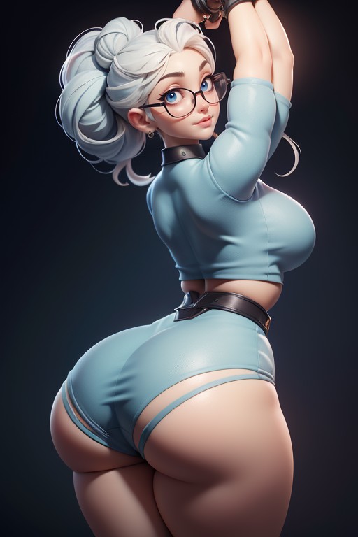 Thick Curvy Fat Body, Blue Eyes, Huge Thick Thighs Hentai AI Porn