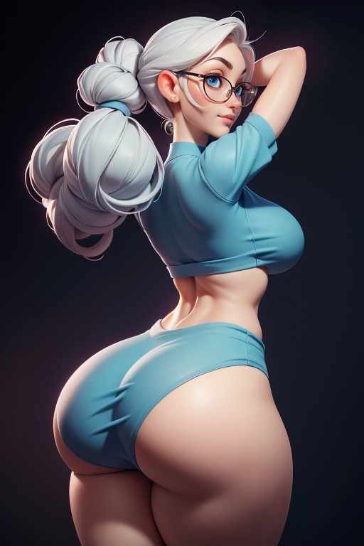 Huge And Wide Massive Ass, Glasses, No Hair Hanging From The Back Of Head Hentai AI Porn