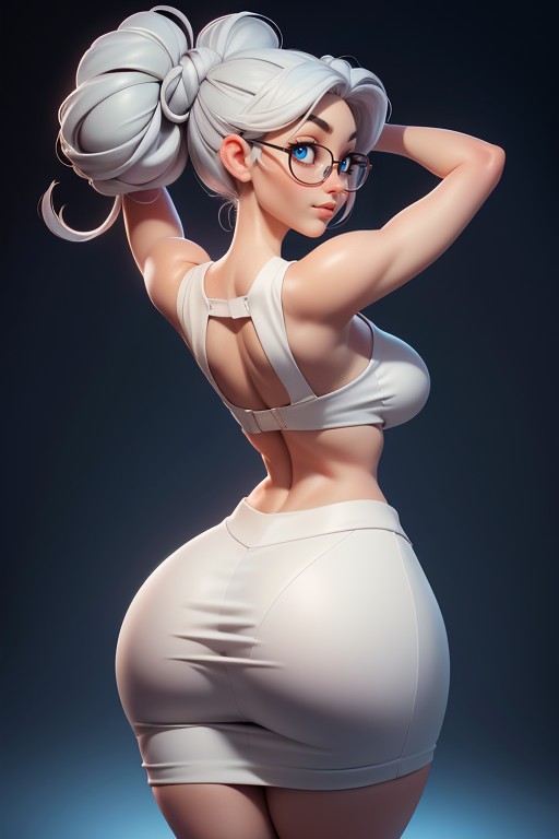 Big And Very Wide Curvy Hips, Large Breasts, Looking Back At Viewer Hentai AI Porn