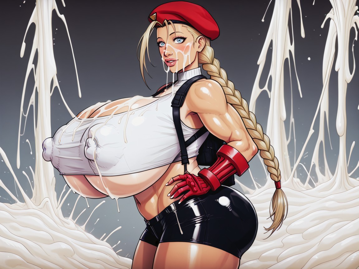 Extra Wide Nipple Bulge, Shiny Skin, Nipples Fully Covered AI Porn