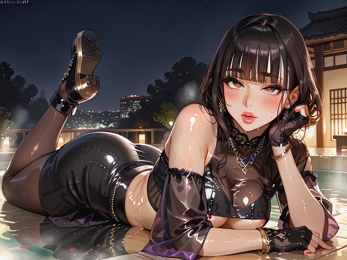 Small Breasts, Cinematic Lighting, Panoramic Seoul City View Hentai AI Porn