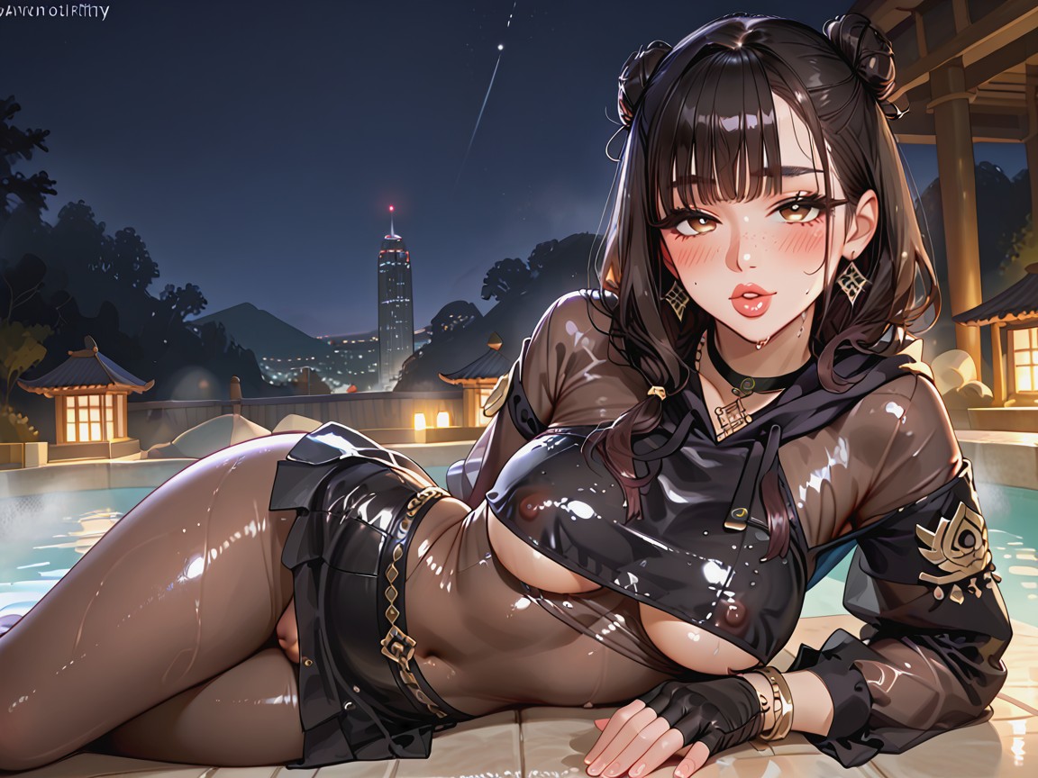 Black Hair In Low Buns, 25+, Best Detailed Hair Hentai AI Porn