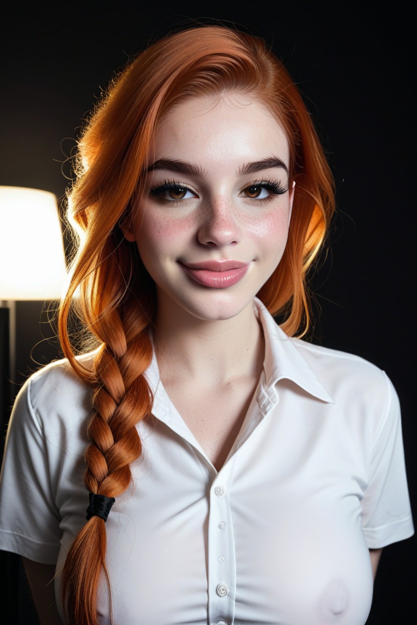 Long Eyelashes, Simple Dark Background, Freckles AI Porn