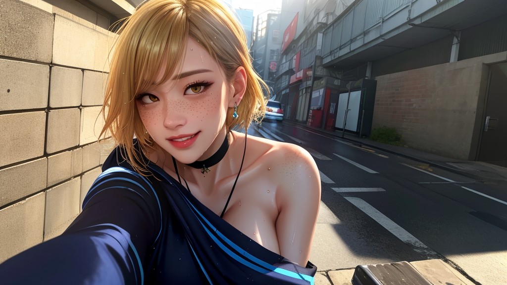 Heavy Rain, Very Short Hair, Night AI Porn