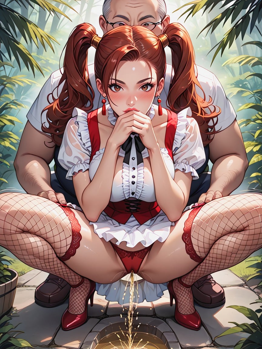 Orange Twintails, Voluptuous, Extremely Beautiful Hentai AI Porn