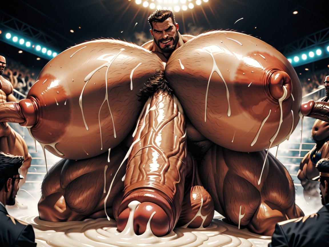 Huge Extreme Oversized Ass, Tongue Out, Cum Covered Ass AI Gay Porn