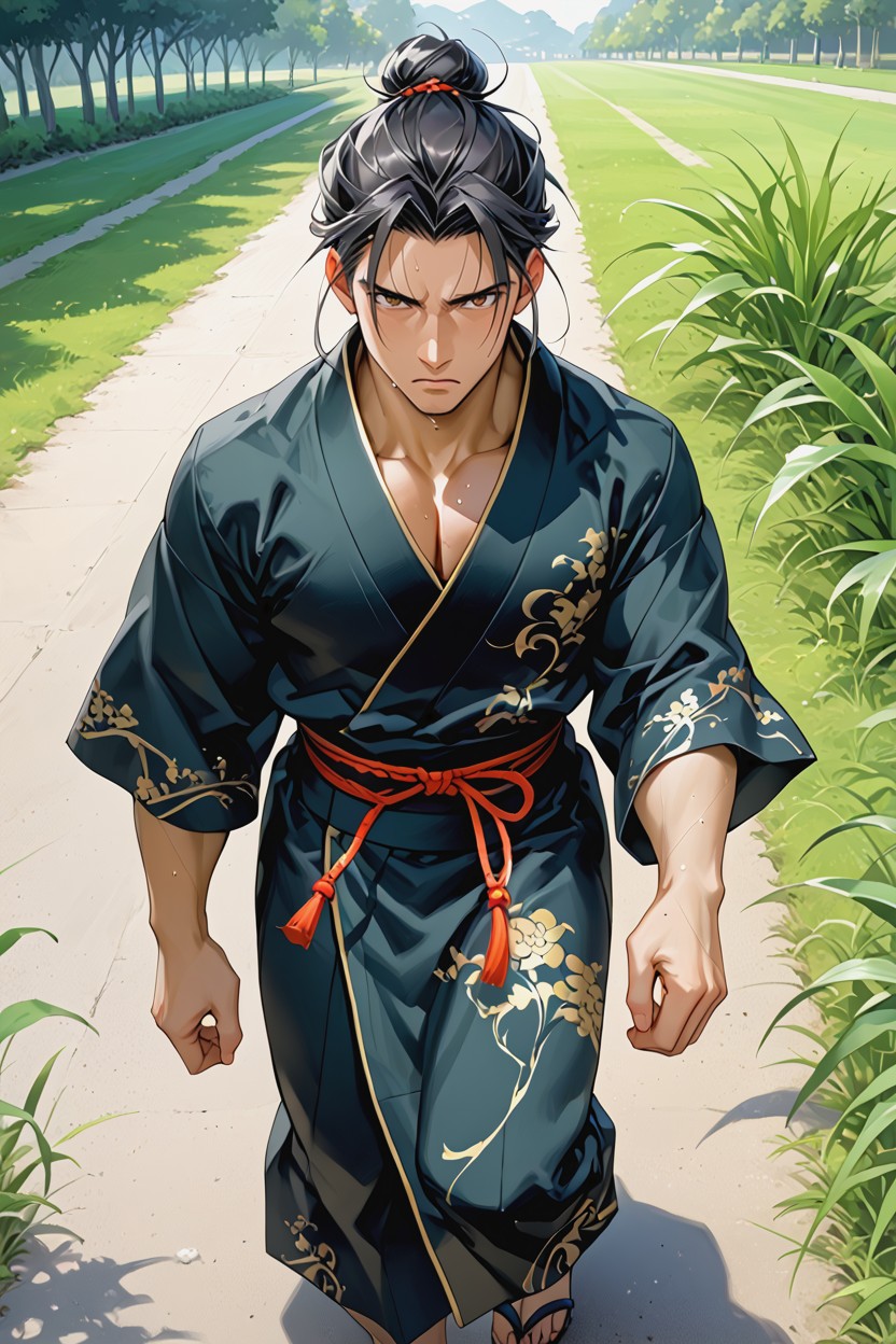 Massive From Eyes, Sweaty Face, Green Colored Robe Hentai AI Porn