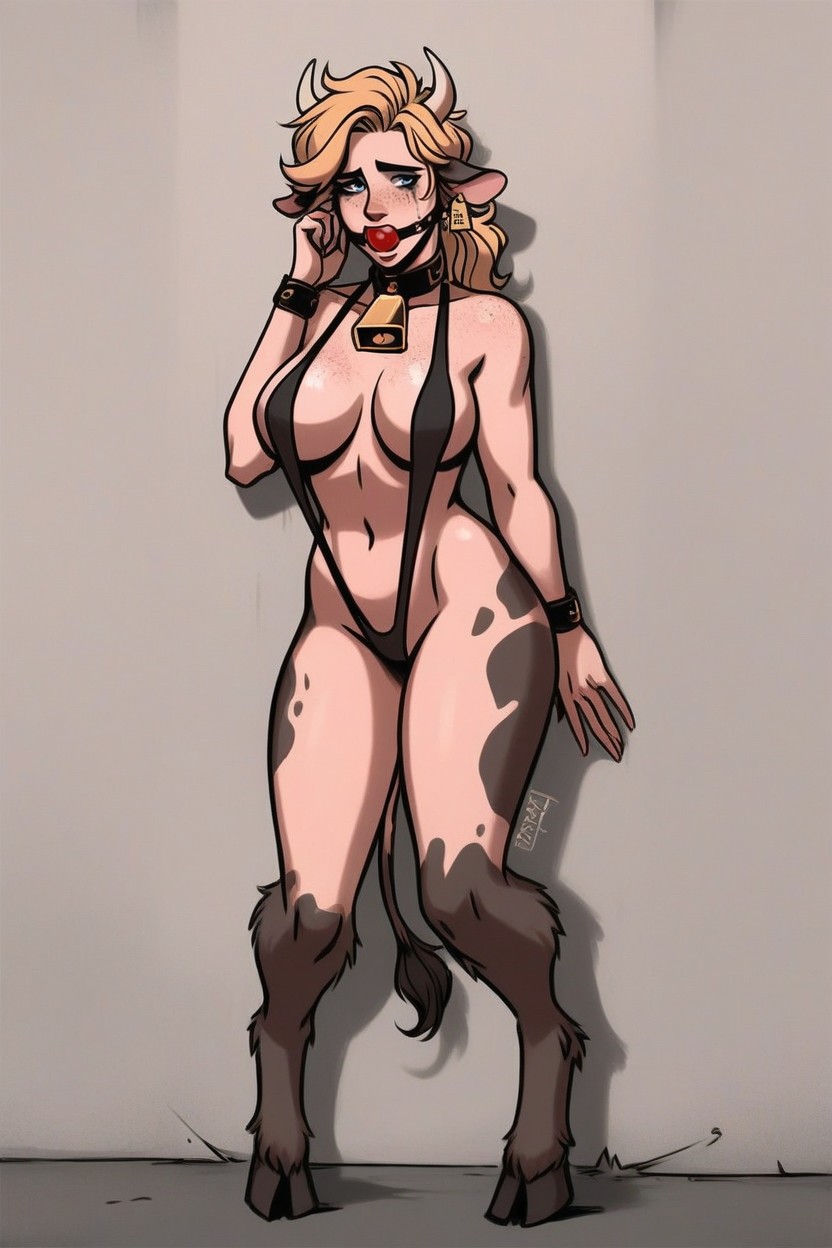 Blonde Hair, Erotic, Cattle Horns AI Porn