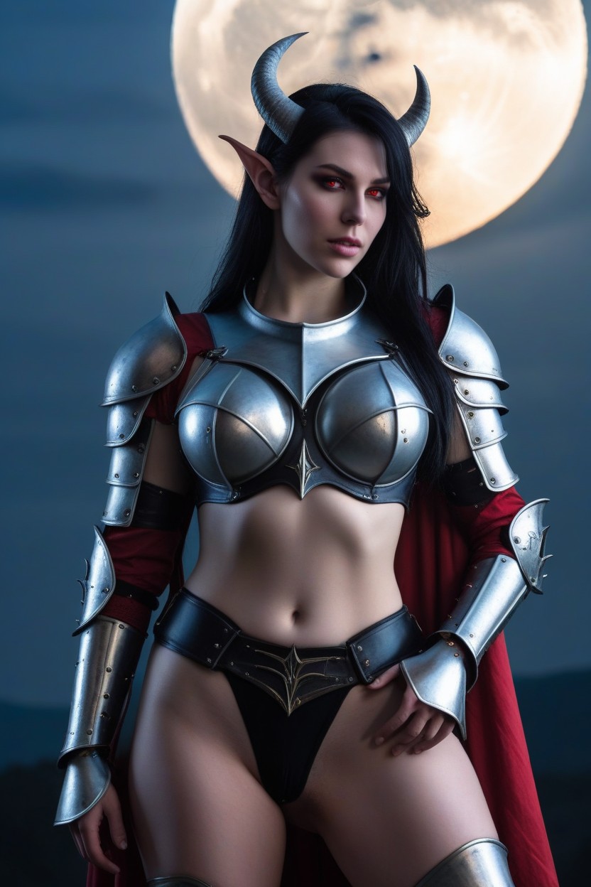 Knight Armor, Blue Light, Moonlight AI Porn