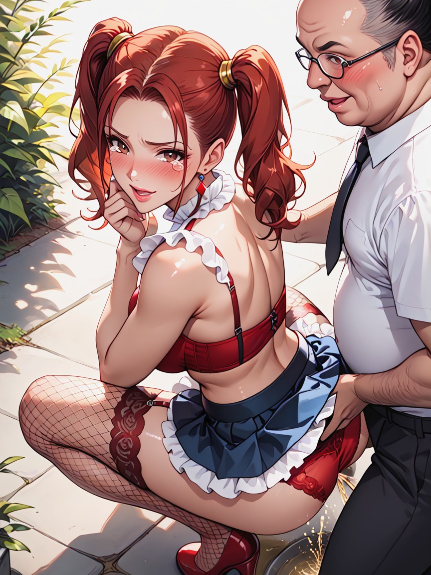 Woman And Ugly Old Fat Man, Orgásmica, White Frilled Shirt Hentai IA