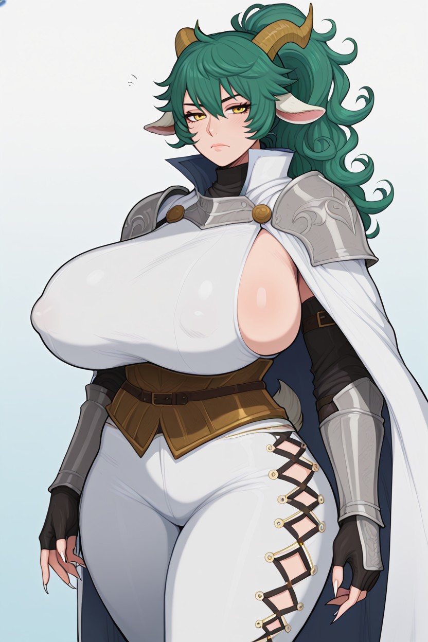 Green Hair, Cowboy Shot, Pants Hentai IA