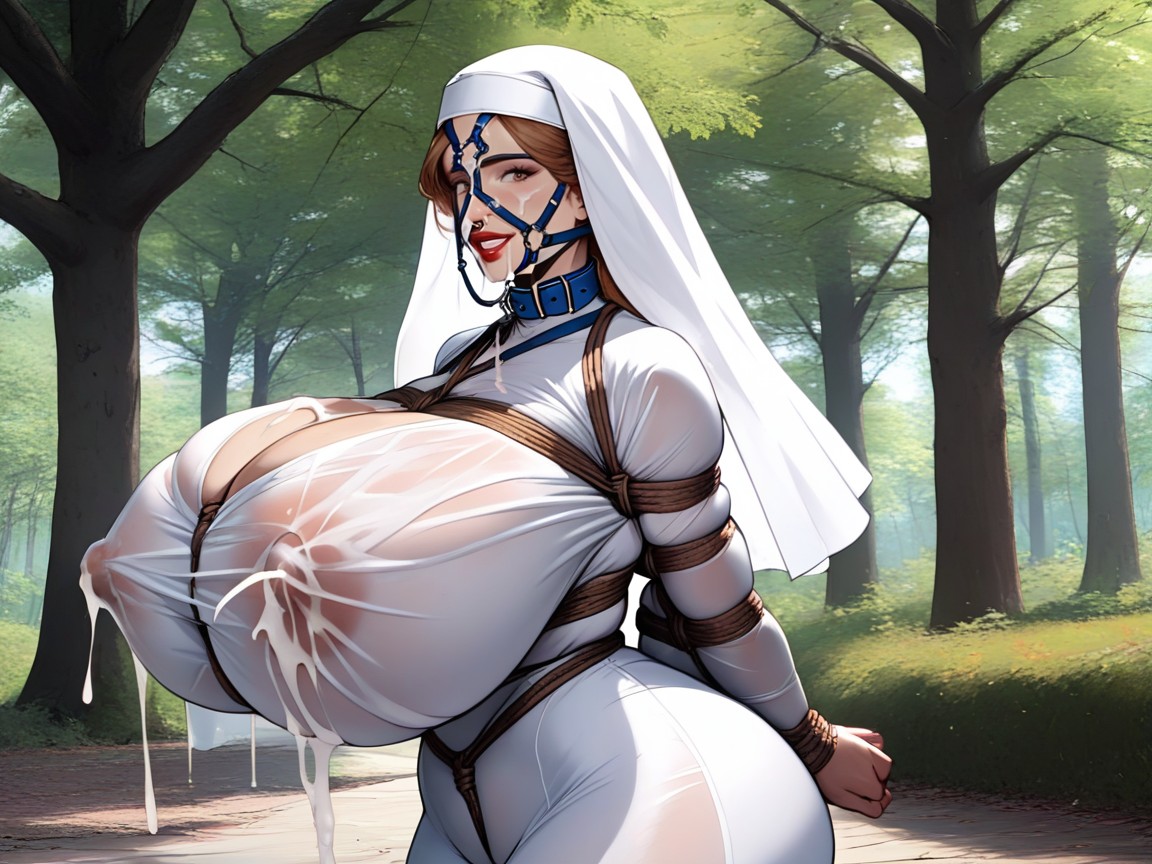 Tied Breasts, Blue Harness Nose Hook, Ultra High Details AI Porn