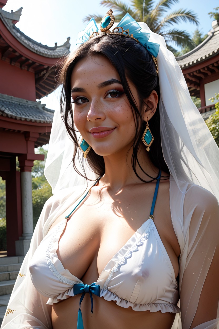 Seductive Eye Contact, Naked Below The Waist, Japanese AI Porn