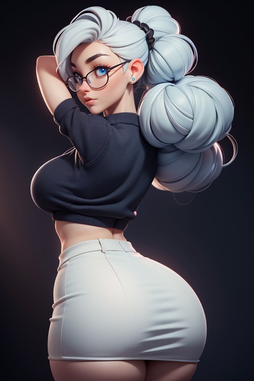 Huge Thick Thighs, Mini Skirt, Rear Angle View Of Wide Massive Ass Hentai AI Porn