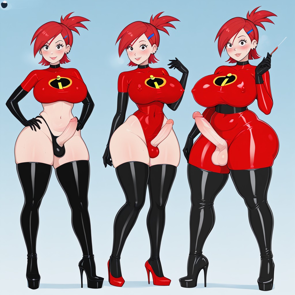 Traje De Látex, Sudada, Gigantescas Tetas Perfectas Porno shemale IA