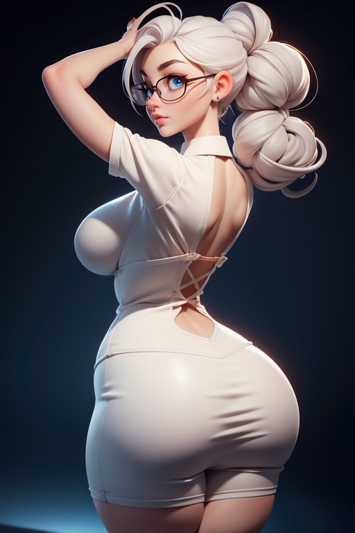 Arms Raised Up In Front Of Face, Huge Wide And Sexy Thick Curvy Fat Body And Ass, Rear View Hentai AI Porn