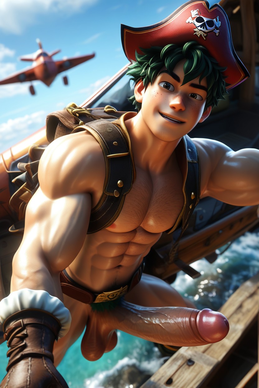 Smooth Chest, Looking At Viewer, Izuku AI Gay Porn