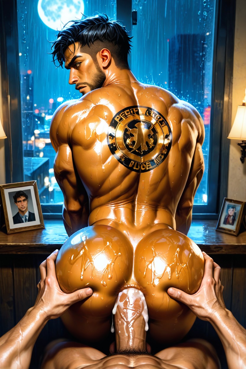 Ultra High Res, Golden Tattoos, Photorealistic AI Gay Porn