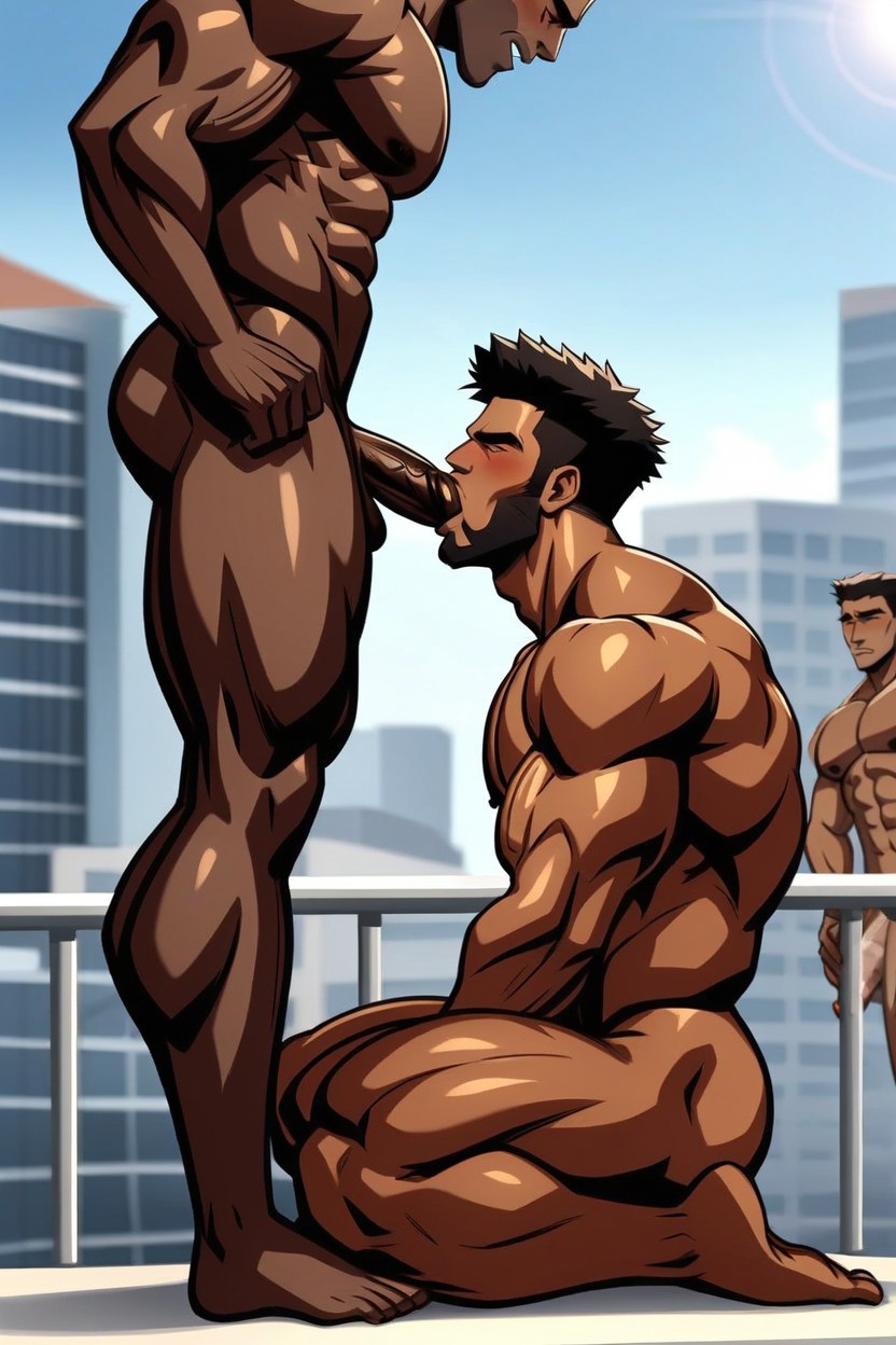 Oral Action, Gay, Side View AI Gay Porn