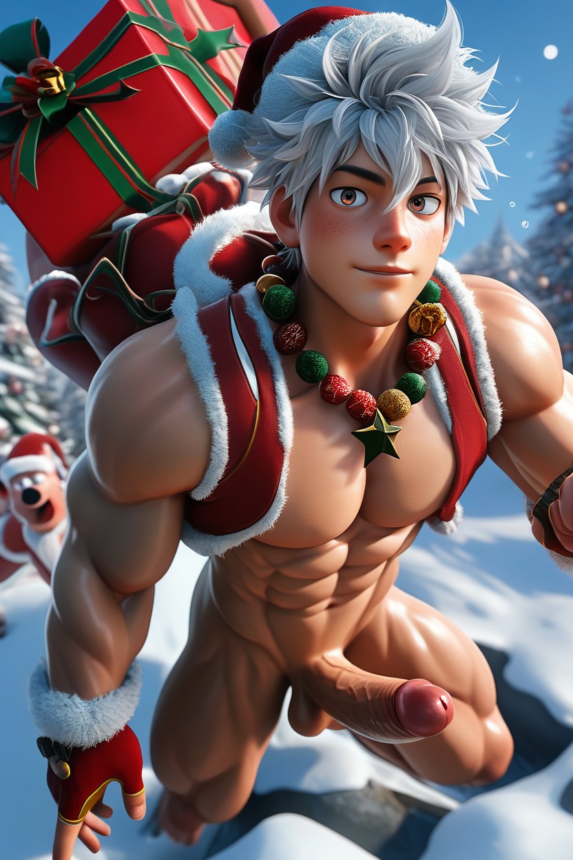 Smooth Chest, White Hair, Smooth Skin AI Gay Porn