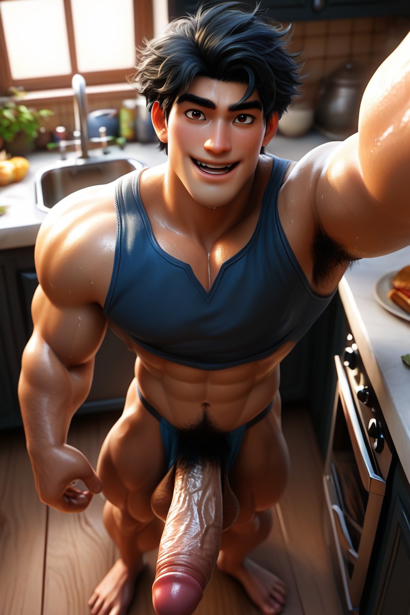 Smooth Chest, 20+, Erect Dick AI Gay Porn