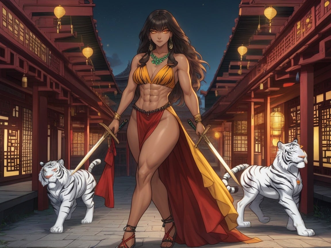 Silver Tiger Print Monk Robe, Stern Seductive Face, Strong Legs Hentai AI Porn